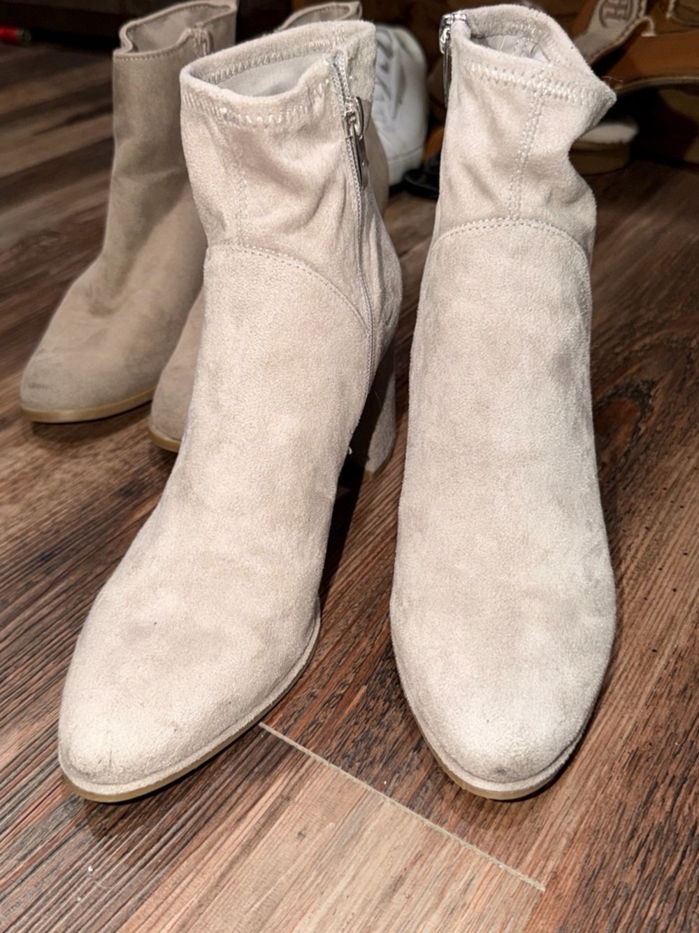 Women's Suede Ankle Boots in Light Taupe